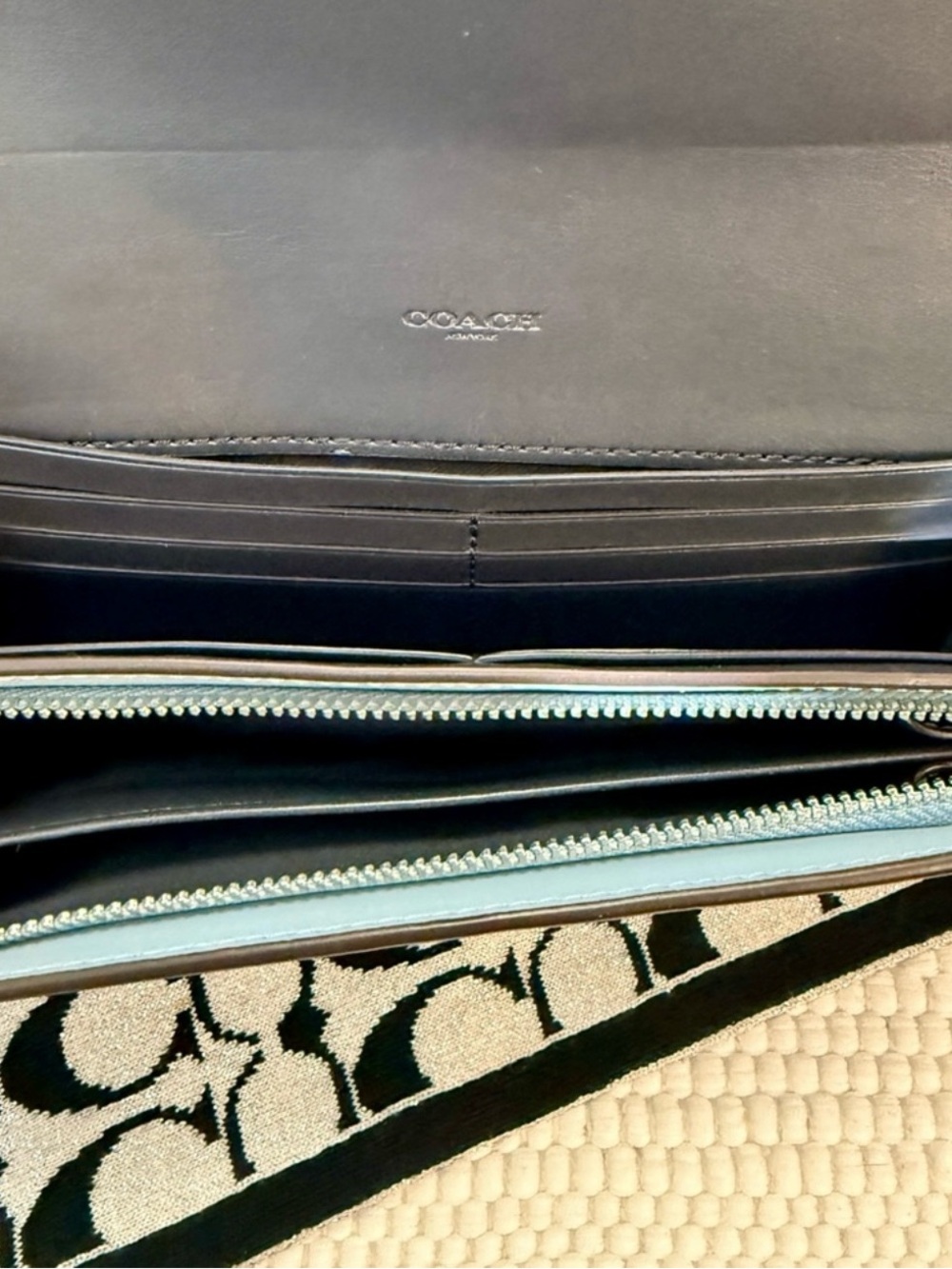 Coach Sky Blue Croc-Embossed Shoulder Bag and Wallet - Picture 13 of 15